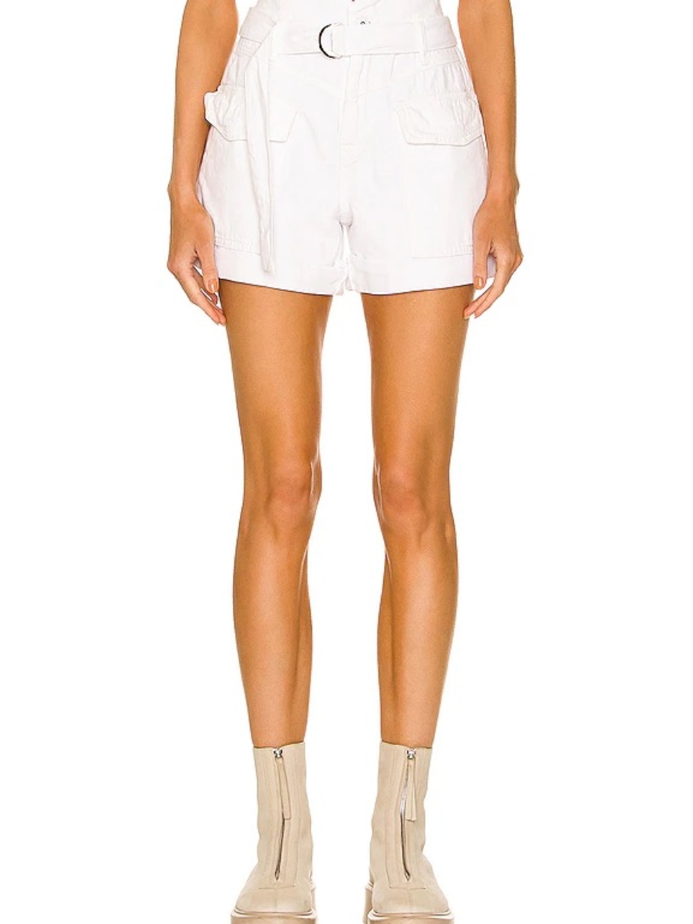 Jonathan Simkhai High-Rise Cargo Shorts in White